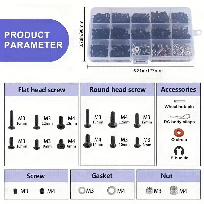 520pcs Universal RC Screw Kit  - đánh giá và giá Nuts Mix